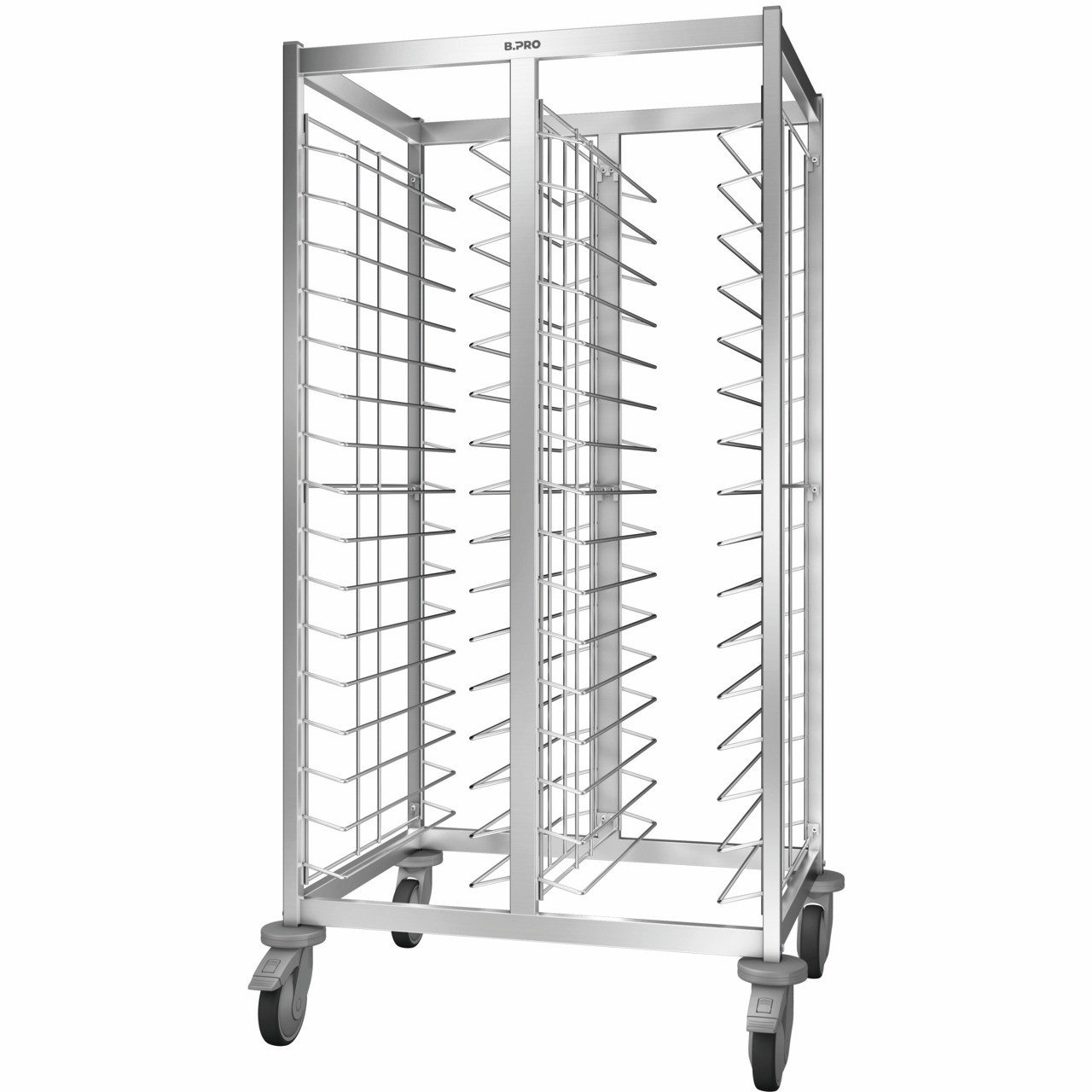 Tablett-Abräumwagen 2-teilig / für 32 GN-Tabletts / mit Kunststoffrollen